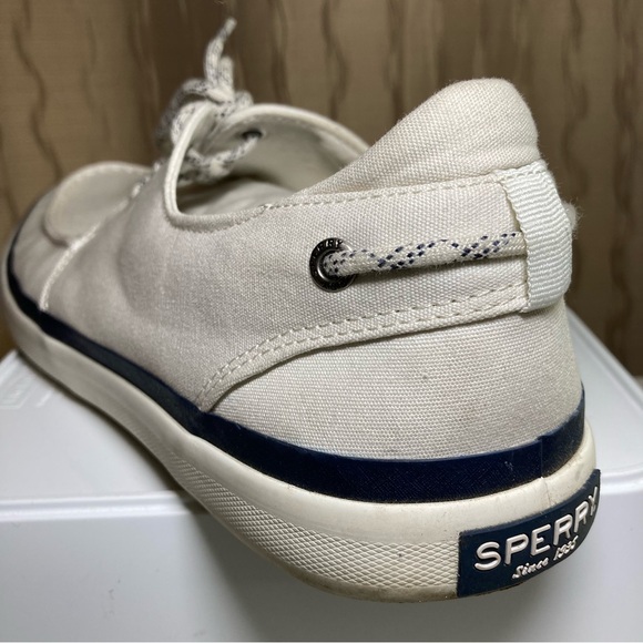 Sperry Top Sider Men's 11.5 Halyard Boat Shoes Tie Canvas 3 Eye White STS19141 - Picture 7 of 15